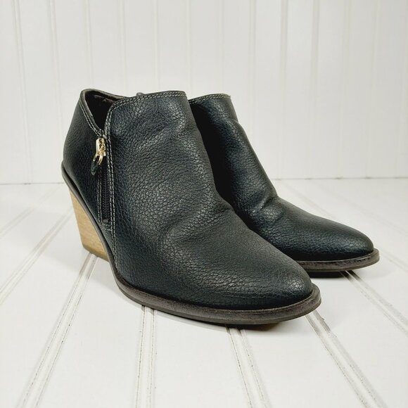 Dr. Scholl's Black Ankle Booties with Tan Wedge - Picture 3 of 11